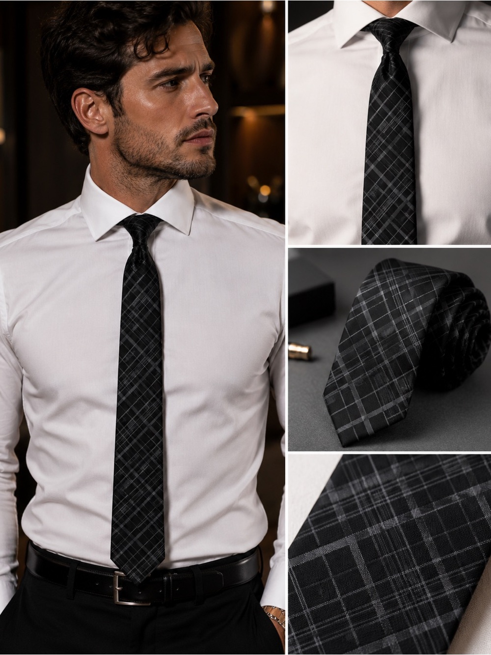 Alfani Black and Blue Patterned Tie